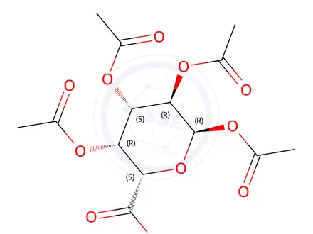 Chemical structure of (2S,3R,4S,5R,6R)-3,4,5,6-tetraacetoxytetrahydro-2H-pyran-2-carboxylic acid