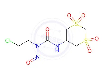 Chemical structure of 5-[3-(2-Chloroethyl)-3-nitrosoureido]-1,3-dithiane 1,1,3,3-tetraoxide