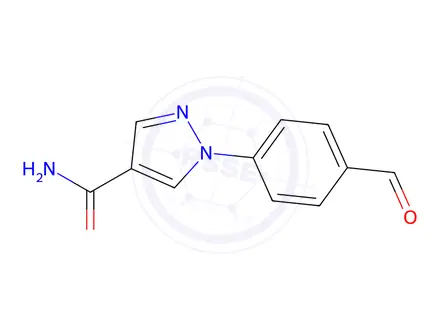 Chemical structure of 1-(4-Formylphenyl)-1h-pyrazole-4-carboxamide