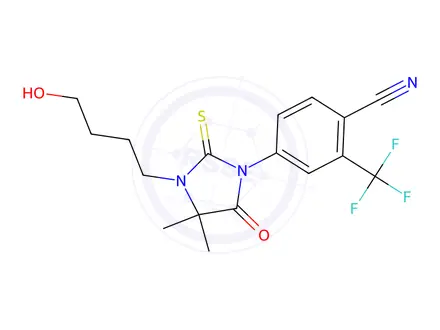 Chemical structure of 4-[4,4-Dimethyl-3-(4-hydroxybutyl)-5-oxo-2-thioxo-1-imidazolidinyl]-2-(trifluoromethyl)benzonitrile