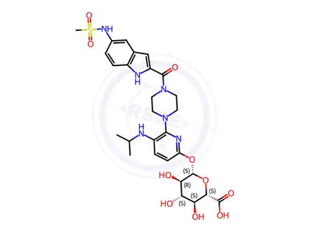 Chemical structure of 6'-Hydroxy Delavirdine O-beta-D-Glucuronide-d8