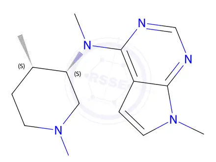 Chemical structure of N,7-dimethyl-N-((3S,4S)-4-methyl-1-nitrosopiperidin-3-yl)-7H-pyrrolo[2,3-d]pyrimidin-4-amine