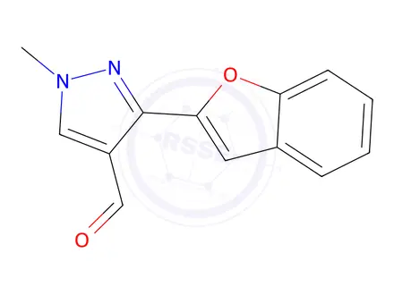 Chemical structure of 3-(1-Benzofuran-2-yl)-1-methyl-1h-pyrazole-4-carbaldehyde