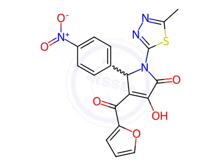 Chemical structure of 4-(Furan-2-carbonyl)-3-hydroxy-1-(5-methyl-1,3,4-thiadiazol-2-yl)-5-(4-nitrophenyl)-1H-pyrrol-2(5H)-one