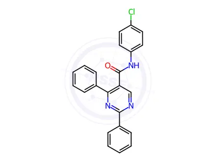 Chemical structure of N-(4-chlorophenyl)-2,4-diphenylpyrimidine-5-carboxamide