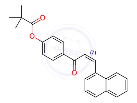 Chemical structure of 4-[(2Z)-3-(Naphthalen-1-yl)prop-2-enoyl]phenyl 2,2-dimethylpropanoate