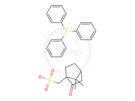 Chemical structure of triphenylsulfanium {7,7-dimethyl-2-oxobicyclo[2.2.1]heptan-1-yl}methanesulfonate