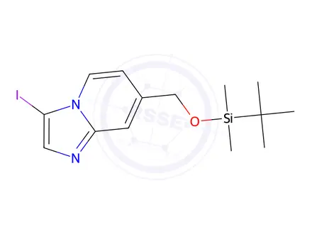 Chemical structure of 7-(((Tert-butyldimethylsilyl)oxy)methyl)-3-iodoimidazo[1,2-a]pyridine