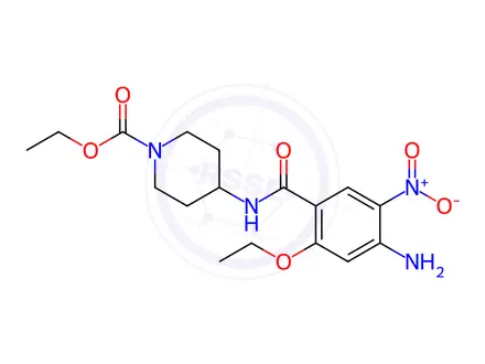 Chemical structure of 4-[(4-Amino-2-ethoxy-5-nitrobenzoyl)amino]-1-piperidinecarboxylic Acid Ethyl Ester