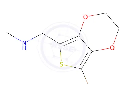 Chemical structure of 1-(7-Bromo-2,3-dihydrothieno[3,4-b][1,4]dioxin-5-yl)-N-methylmethanamine