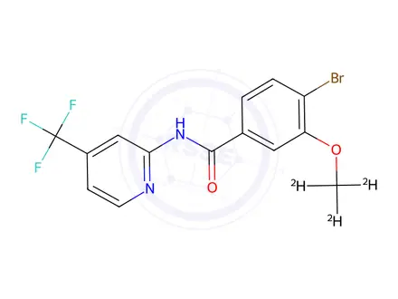 Chemical structure of Benzamide, 4-bromo-3-(methoxy-d3)-N-[4-(trifluoromethyl)-2-pyridinyl]