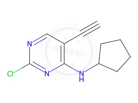 Chemical structure of 4-Pyrimidinamine, 2-chloro-N-cyclopentyl-5-ethynyl-