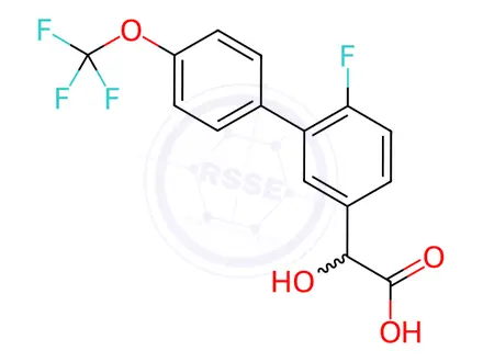 Chemical structure of (6-Fluoro-4'-(trifluoromethoxy)biphenyl-3-yl)-hydroxyacetic acid