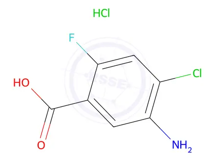 Chemical structure of 5-Amino-4-chloro-2-fluorobenzoic acid hydrochloride