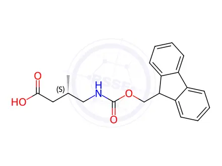 Chemical structure of (3S)-4-({[(9H-fluoren-9-yl)methoxy]carbonyl}amino)-3-methylbutanoic acid