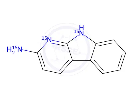 Chemical structure of 2-Amino-9H-pyrido[2,3-b]indole-15N3