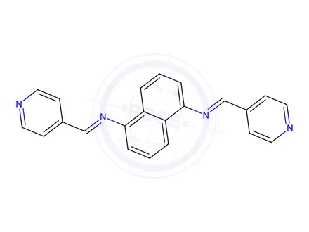 Chemical structure of N1,N5-Bis(pyridin-4-ylmethylene)naphthalene-1,5-diamine