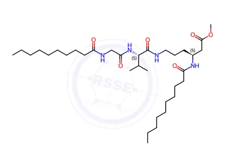 Chemical structure of (S)-3-(Decanoylamino)-6-[[N-(N-decanoylglycyl)-L-valyl]amino]hexanoic acid methyl ester