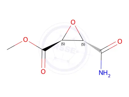 Chemical structure of Oxiranecarboxylic acid, 3-(aminocarbonyl)-, methyl ester, (2S-trans)-(9CI)