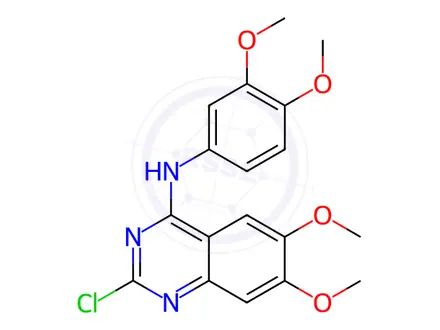 Chemical structure of (2-Chloro-6,7-dimethoxyquinazoline-4-yl)-(3,4-dimethoxyphenyl)-amine