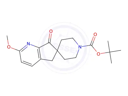 Chemical structure of Tert-butyl 2-methoxy-7-oxo-5,7-dihydrospiro[cyclopenta[b]pyridine-6,4'-piperidine]-1'-carboxylate