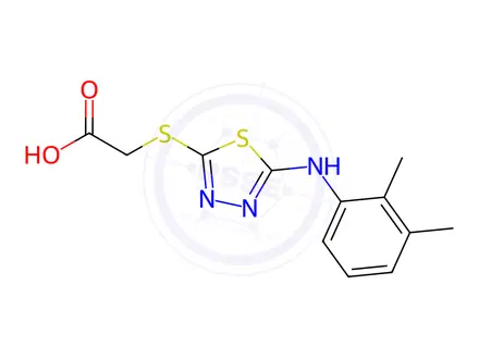 Chemical structure of 2-({5-[(2,3-Dimethylphenyl)amino]-1,3,4-thiadiazol-2-yl}sulfanyl)acetic acid