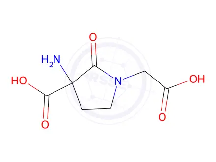Chemical structure of 1-Pyrrolidineaceticacid,3-amino-3-carboxy-2-oxo-(9CI)