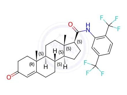 Chemical structure of (17β)-N-[2,5-Bis(trifluoromethyl)phenyl]-3-oxo-androst-4-ene-17-carboxamide