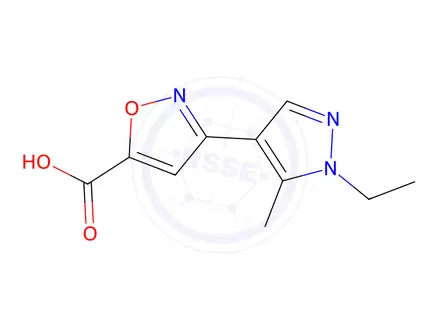 Chemical structure of 3-(1-Ethyl-5-methyl-1h-pyrazol-4-yl)-1,2-oxazole-5-carboxylic acid