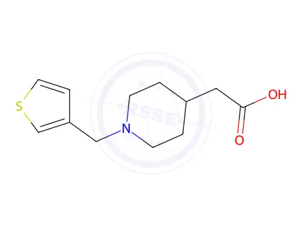 Chemical structure of 2-{1-[(thiophen-3-yl)methyl]piperidin-4-yl}acetic acid