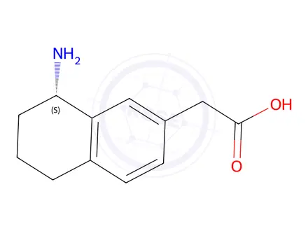 Chemical structure of 2-Naphthaleneacetic acid, 8-amino-5,6,7,8-tetrahydro-, (8S)-