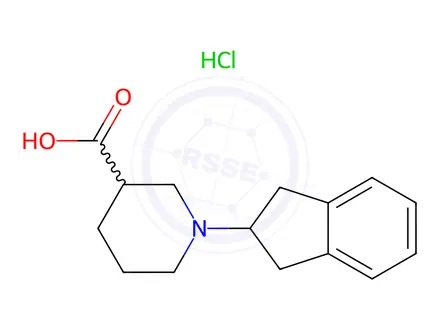 Chemical structure of 1-(2,3-Dihydro-1H-inden-2-yl)piperidine-3-carboxylic acid hydrochloride