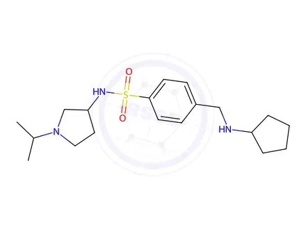 Chemical structure of 4-((Cyclopentylamino)methyl)-N-(1-isopropylpyrrolidin-3-yl)benzenesulfonamide