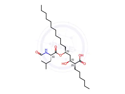Chemical structure of (2S,3S,5S)-5-[(N-Formyl-L-leucyl)oxy]-2-hexyl-3-hydroxyhexadecanoic Acid (Orlistat Impurity)(>80%)