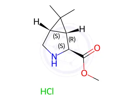 Chemical structure of (1R,2S,5S)-6,6-Dimethyl-3-azabicyclo[3.1.0]hexane-2-carboxylic acid methyl ester hydrochloride
