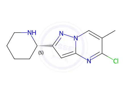 Chemical structure of (S)-5-Chloro-6-methyl-2-(piperidin-2-yl)pyrazolo[1,5-a]pyrimidine dihydrochloride