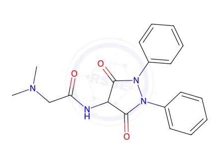 Chemical structure of 2-(Dimethylamino)-N-(3,5-dioxo-1,2-diphenylpyrazolidin-4-yl)acetamide