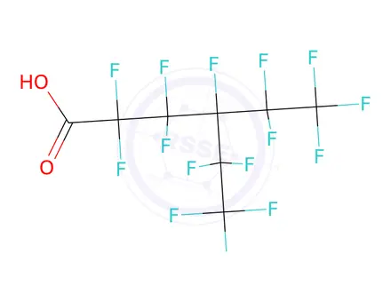 Chemical structure of Hexanoic acid, 2,2,3,3,4,5,5,6,6,6-decafluoro-4-(1,1,2,2,2-pentafluoroethyl)-