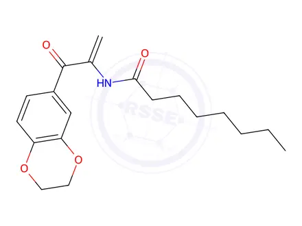 Chemical structure of N-(3-(2,3-dihydrobenzo[b][1,4]dioxin-6-yl)-3-oxoprop-1-en-2-yl)octanamide