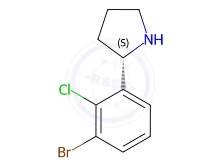 Chemical structure of Pyrrolidine, 2-(3-bromo-2-chlorophenyl)-, (2S)-