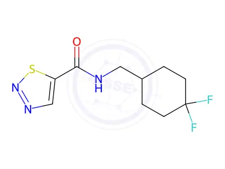 Chemical structure of N-[(4,4-difluorocyclohexyl)methyl]-1,2,3-thiadiazol e-5-carboxamide