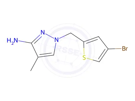 Chemical structure of 1-((4-Bromothiophen-2-yl)methyl)-4-methyl-1h-pyrazol-3-amine