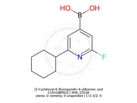 Chemical structure of (2-Cyclohexyl-6-fluoropyridin-4-yl)boronic acid