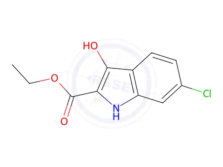 Chemical structure of 6-CHLORO-3-HYDROXY-1H-INDOLE-2-CARBOXYLIC ACID ETHYL ESTER