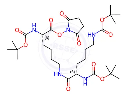 Chemical structure of Bis-Boc-Lys-e-N-Lys (Boc)-Osu