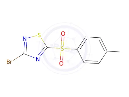 Chemical structure of 3-Bromo-5-(4-methylphenylsulfonyl)-1,2,4-thiadiazole