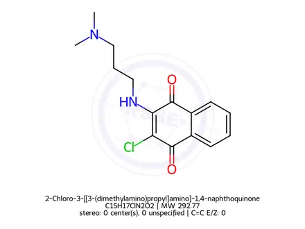 Chemical structure of 2-Chloro-3-[[3-(dimethylamino)propyl]amino]-1,4-naphthoquinone