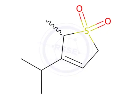 Chemical structure of Thiophene, 2,5-dihydro-2-methyl-3-(1-methylethyl)-, 1,1-dioxide (9CI)