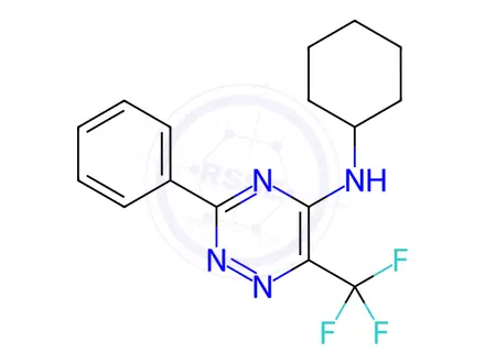 Chemical structure of N-cyclohexyl-3-phenyl-6-(trifluoromethyl)-1,2,4-triazin-5-amine