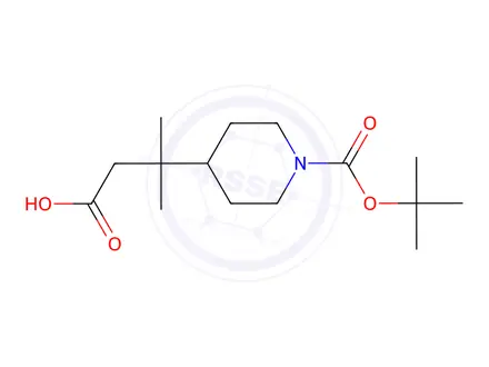 Chemical structure of 3-(1-(Tert-butoxycarbonyl)piperidin-4-yl)-3-methylbutanoic acid